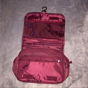 Dark red  High Capacity Foldable Makeup Travel Hanging Makeup Bag